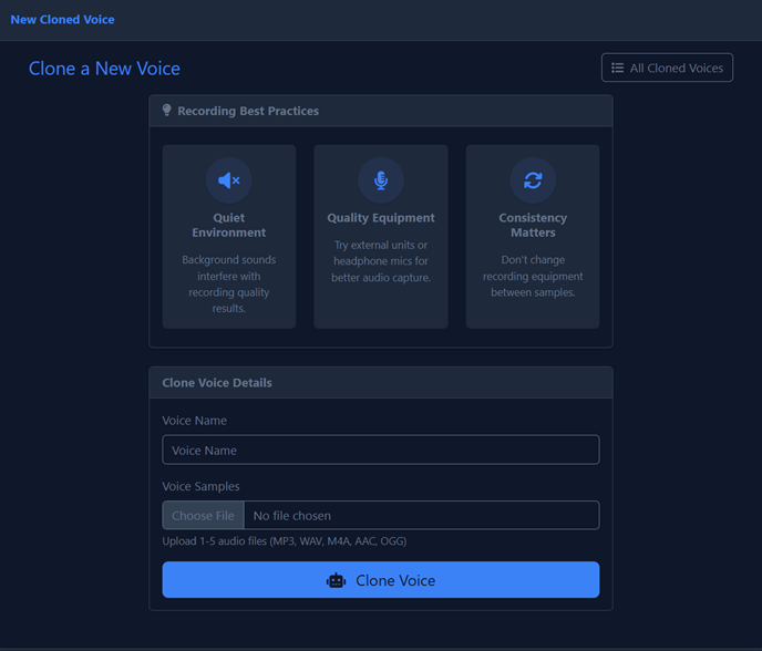 Voice Cloning Interface