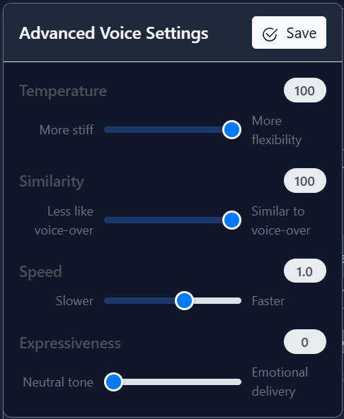 Recommended Emotion Settings with Temperature