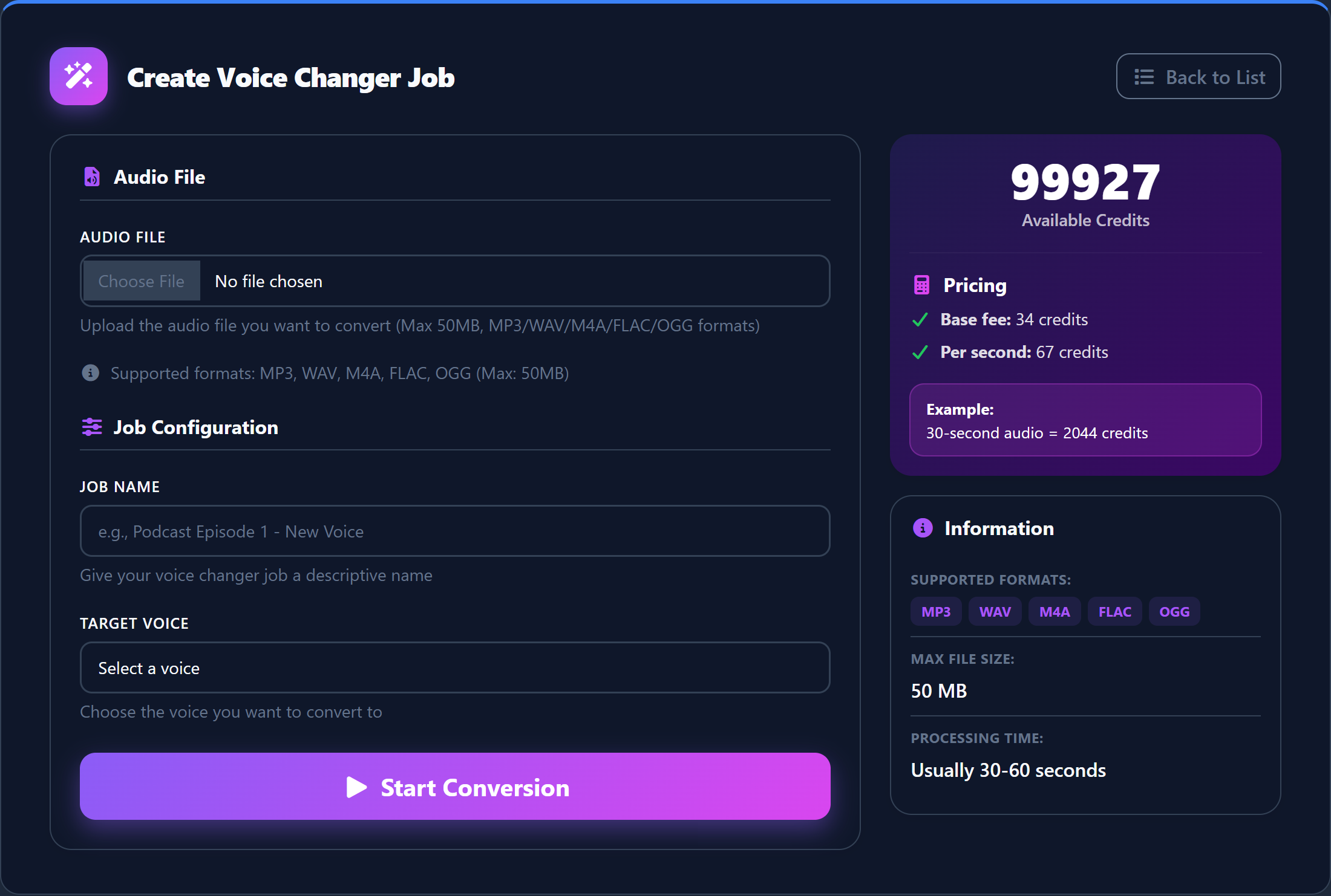 Voice Changer Interface